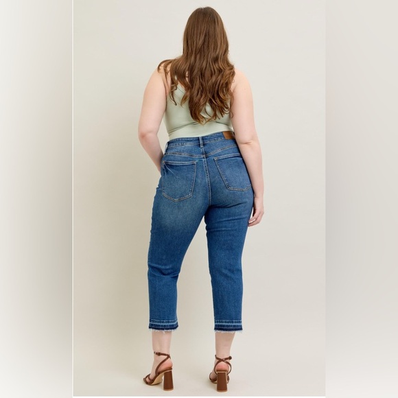 🆕 Judy Blue HW Vintage Wash Release Hem Kick Flare High Rise Blue Denim 👖 - Picture 4 of 9